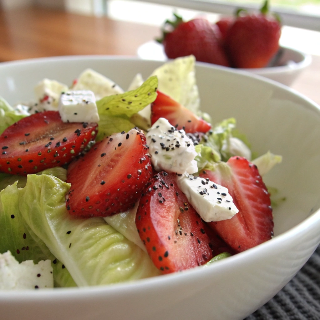 Butter Lettuce Salad with Strawberry, Goat Cheese & Poppy Seed Dressing