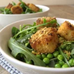 Crispy Fried Artichoke, Arugula & Pea Salad (Lemon–Za’atar Vinaigrette)