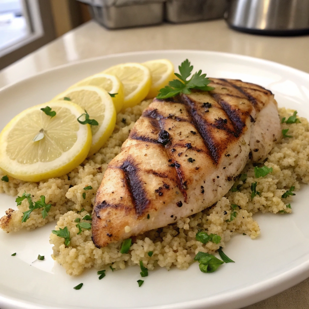Grilled Lemon Herb Chicken Breast with Quinoa