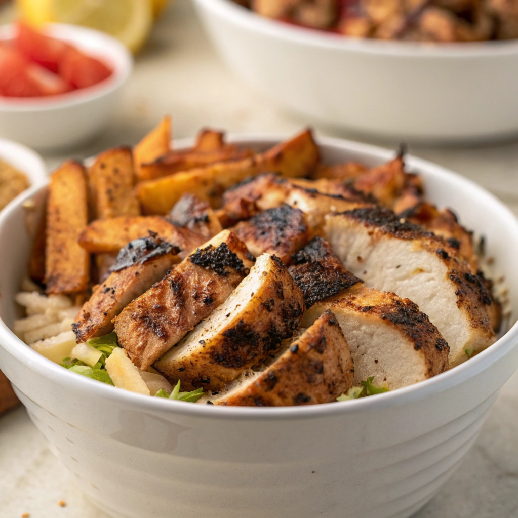 Halal Grilled Chicken Shawarma Bowls