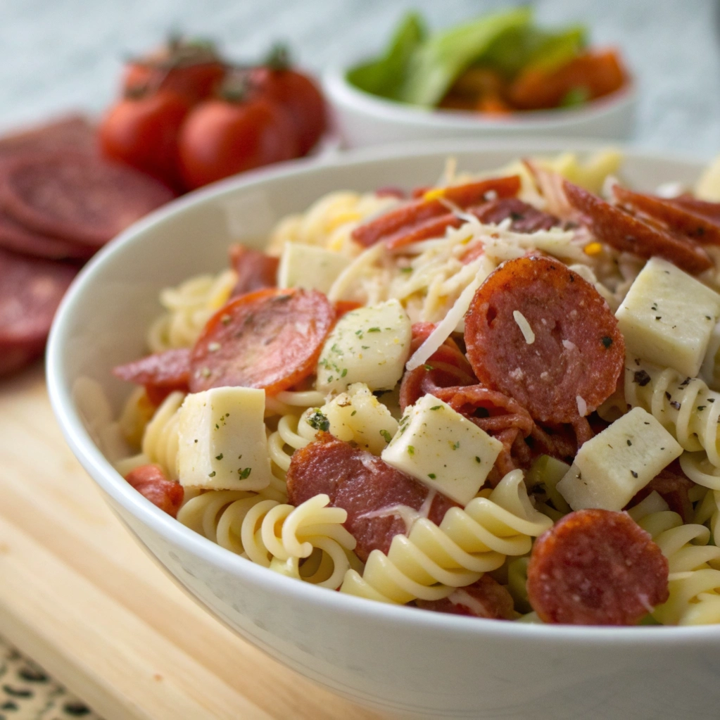 Italian Grinder Pasta Salad with Pepperoni, Salami And Provolone