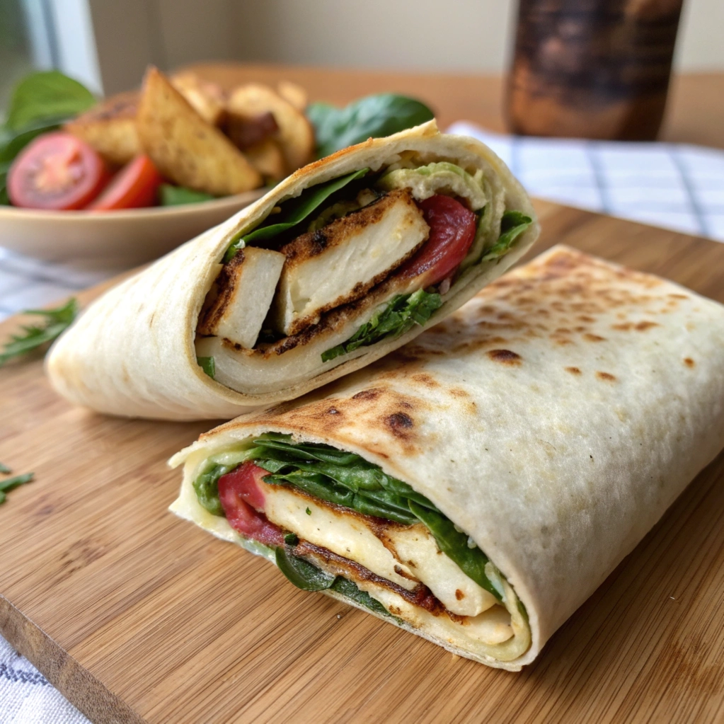 Mediterranean Hummus Wraps with Halloumi