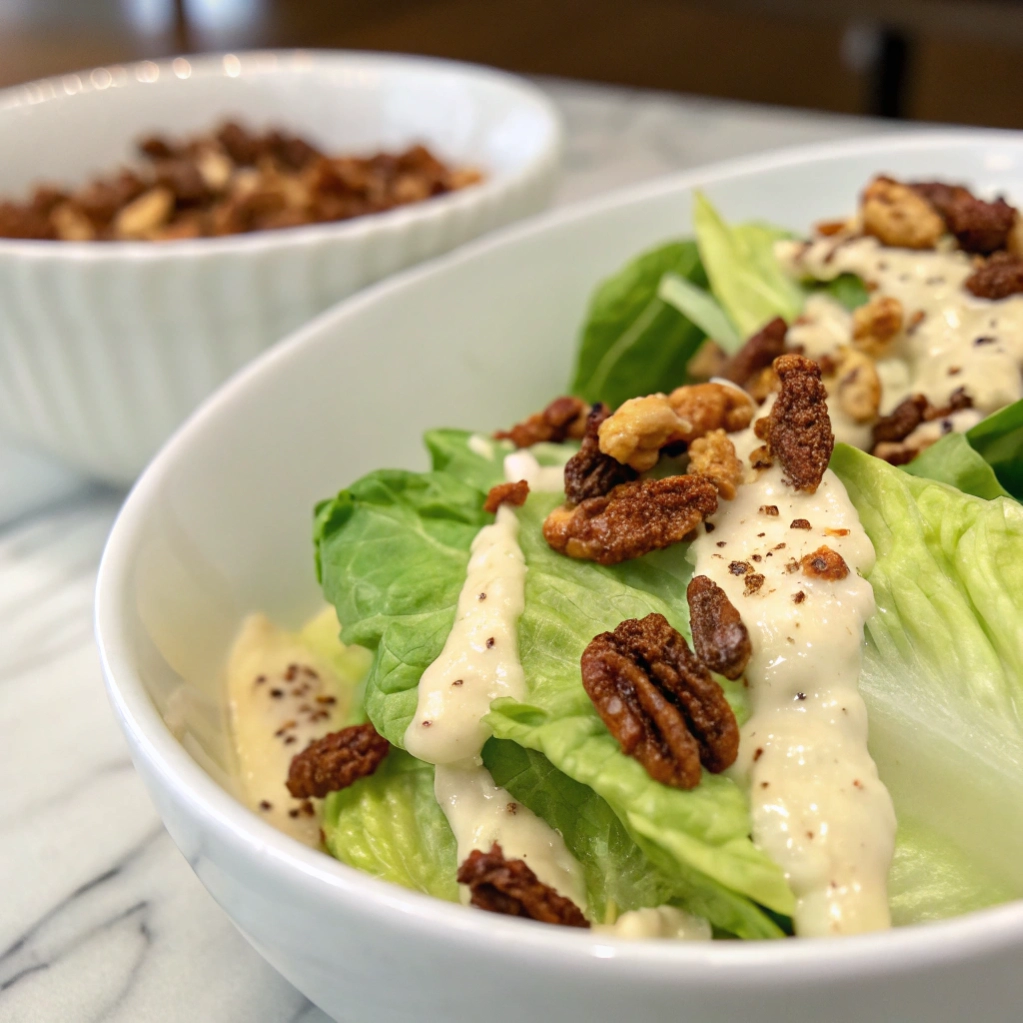 Nobu's Butter Lettuce Salad with Yuzu-Tofu Aioli And Candied Pecans