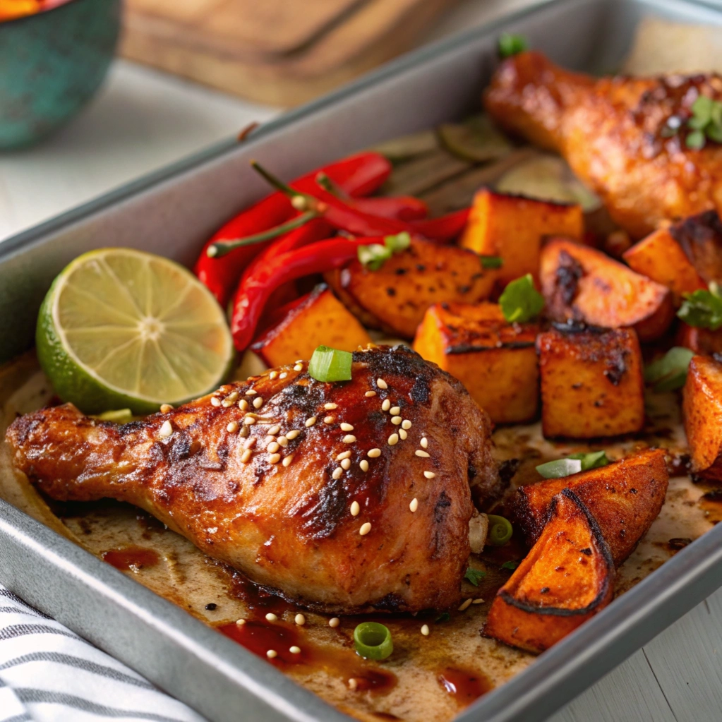 Sheet Pan Miso Chicken & Sweet Potatoes