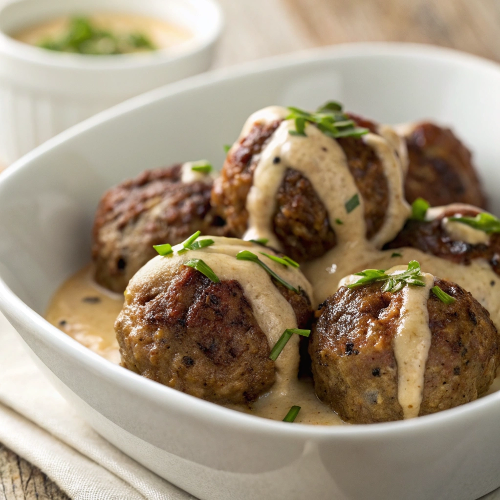 Turkish Spiced Ground Beef Meatballs with Tahini Sauce