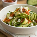 Viral Spiral Cucumber Salad with Harissa Dressing & Feta